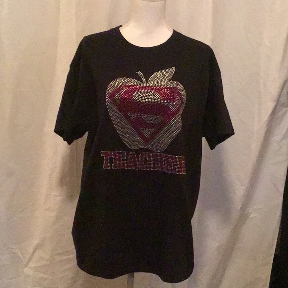 Rhinestone Apple Teacher T-shirt